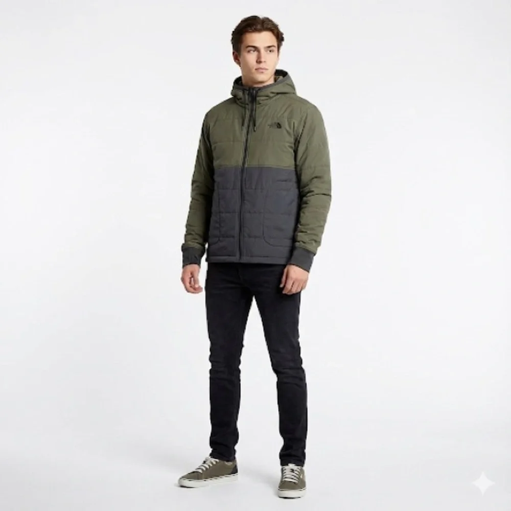 The North Face Men's Olive and Gray Puffer Jacket